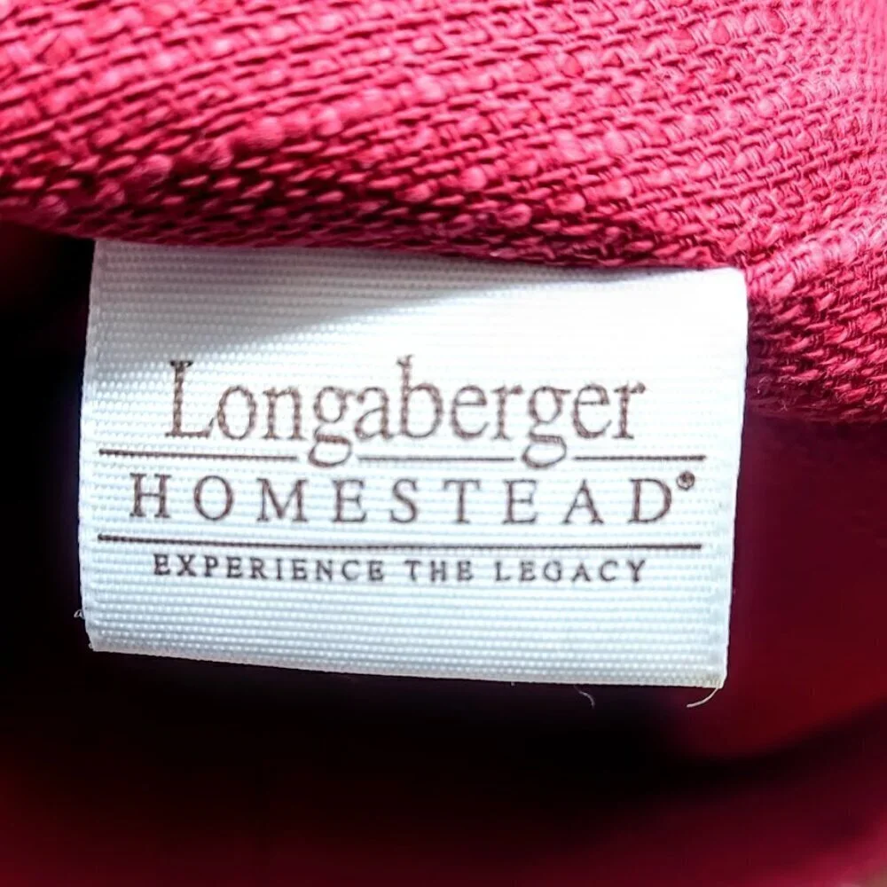 Longaberger Red Green Tan Plaid Fabric Tote Bag